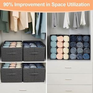 12 Cell Drawers Organizer Grid Storage <b>Box</b> Living Room <b>Wardrobe</b> Organizers Storage Bins Clothes Jeans Pants Closets Organization - Product Image 6