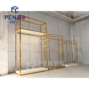 High Quality Clothing Stand Furniture Commercial Clothing Boutique Rack Gold Clothing Racks for Boutique - Product Image 1