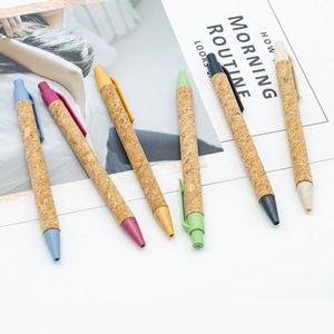 Juego de Bolígrafos Ecológicos de Corcho y Bolígrafos Reciclados con Tinta Negra, Productos Sostenibles para Escribir o Tomar Notas, Material de Paja de Trigo - Product Image 1