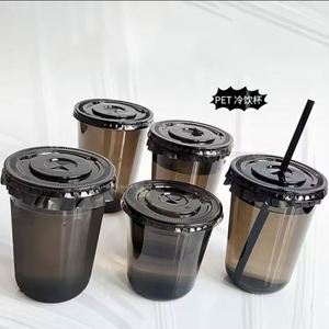 Prix d'usine, en stock, couvercles plats en plastique PET noir de 92 mm (1000 pièces) sans gobelets, couvercle en plastique PET pour gobelets en plastique de 92 mm - Product Image 3
