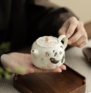 Msh Panda Vlinder Bloem Mond Pot Beige Gele Oven <span class=keywords><strong>Chinese</strong></span> Keramische Theepot - Product Image 6