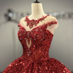 Robe de soirée bordeaux scintillante Dy8512, robe de mariée à sequins, robe de bal à lacets, Vestido Novia Jancember - Product Image 6