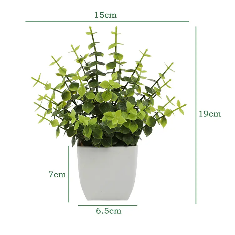 Mydays Wholesale OEM/ODM Artificial Mini Potted Plants Fake Sprayed Eucalyptus Plant in Pots House Plants for Home Office