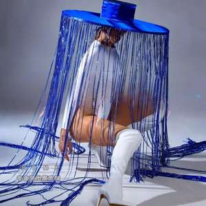 قبعة شبكية صيفية للحفلات بتصميم إمبراطوري مع شراشيب للبالغين كإكسسوار للعروض وخلق أجواء تفاعلية - Product Image 5