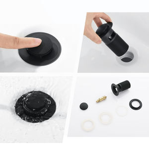 Keran Wastafel Modern Satu Tuas Warna Hitam Chrome untuk Air Panas dan Dingin dengan Katup Keramik, Model Lubang Tunggal untuk Kamar Mandi - Product Image 2