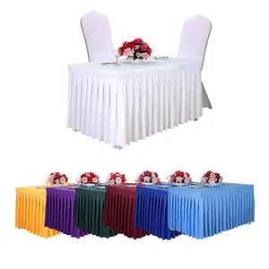 Factory Price Round Tablecloth Rectangle 6 feet Fitted Polyester Hall Table Cloth for Sport Event