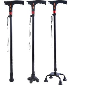 Bâton de marche télescopique à quatre pieds en alliage d'aluminium épaissi, hauteur réglable, antidérapant, pour personnes âgées - Product Image 4