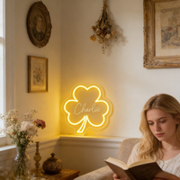 Enseigne néon personnalisée trèfle porte-bonheur Neonawall, lumière LED acrylique à intensité variable pour demande en mariage, décoration murale de chambre, fête de mariage, cadeau surprise