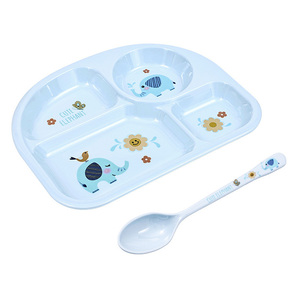 Vajilla infantil antiescaldado con forma de elefante, vajilla de fibra de bambú para bebé, plato de cena, fiambrera, cuchara - Product Image 1
