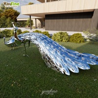 Sculpture moderne de statue en métal de paon d'acier inoxydable de jardin extérieur