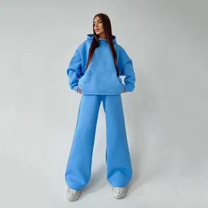 가을 맞춤 캐주얼 특대 솔리드 컬러 운동 여성 2 조각 까마귀 Tracksuit 세트