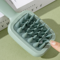 Vente en gros de grandes dents grossières Peigne à double dent en silicone Brosse à cheveux double face à long manche pour le nettoyage du cuir chevelu
