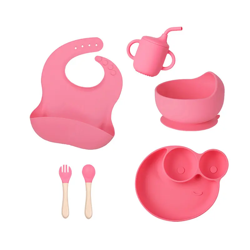 Set di stoviglie per bambini in silicone LFGB personalizzato multicolore