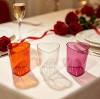 Ensemble de verres à shot en plastique en forme de cœur, 14 oz, mini-gobelets à thème amour pour la Saint-Valentin, fête romantique, célébration