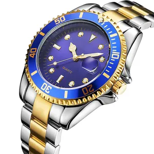 Relógio de quartzo de luxo de aço inoxidável simples de alta qualidade para homens