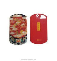 Doppelseitiges Metall-Hunde-ID-Etikett mit Anpassbarer Form, Prägung und Siebdruck in Blumen-/Frucht-/Pyramiden-Design, Chinesisch-Neues Modernes Design