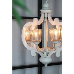 Lámpara Colgante de Madera Db Farmhouse de 6 Luces, Color Blanco, Cadena Ajustable, Tamaño Mediano, para Comedor, Sala de Estar, Entrada - Product Image 6