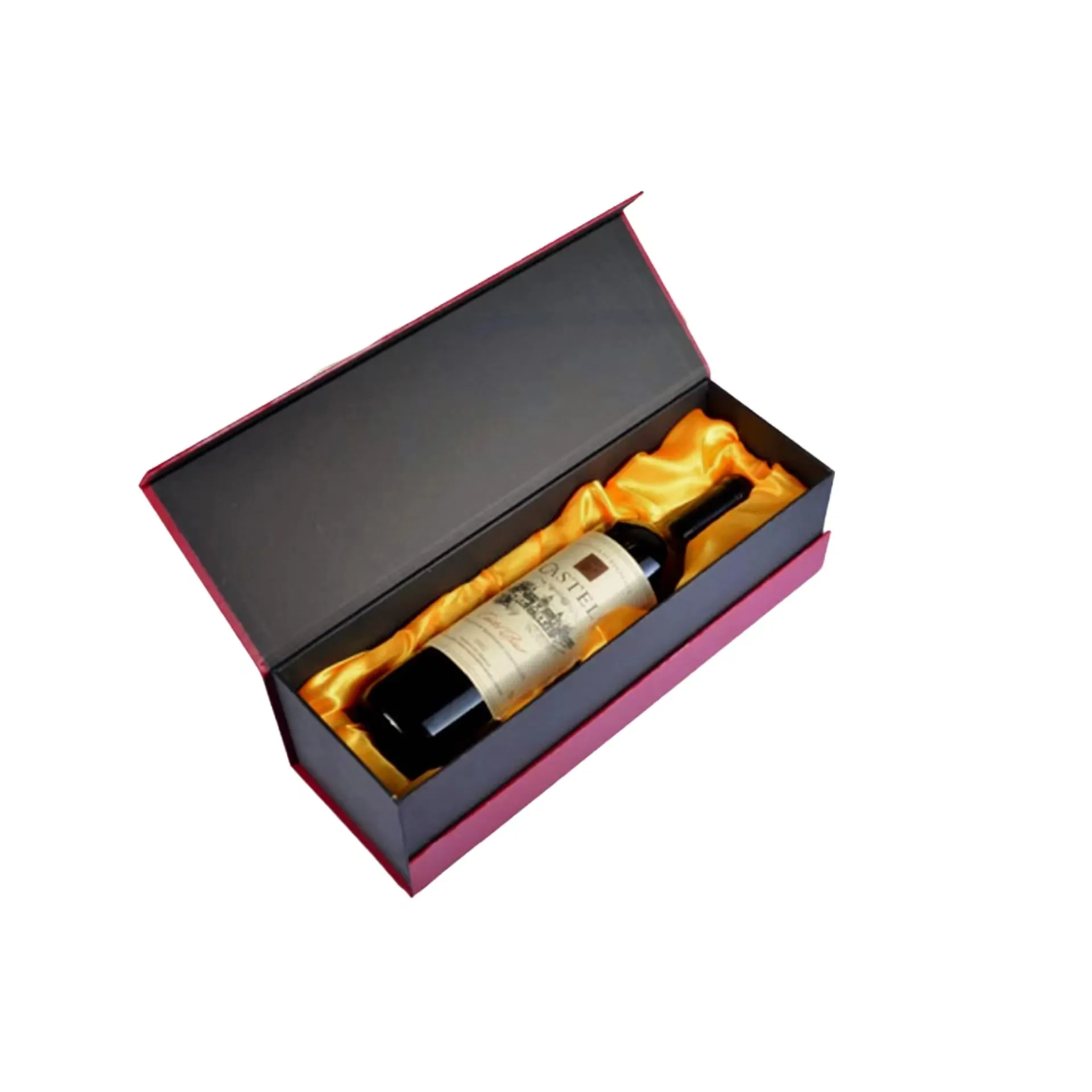 Viski 1 şişe parti özelleştirilmiş baskılı gelişmiş tasarım katlanır kurulumu kolay şarap kutuları