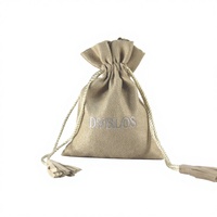 Pochette à bijoux en velours anti-poussière avec cordon de serrage, logo personnalisable, en flanelle et daim, réutilisable, petit sac à pompon
