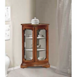 Vetrina ANGOLOCON 2 porte con retro in Stoffa e 2 scaffali elegante vetrina in porcellana - Product Image 1