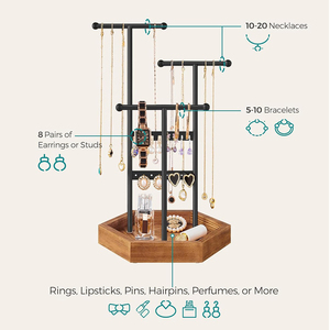 Présentoir à bijoux de bureau moderne, grande capacité, support pour colliers et boucles d'oreilles, organisateur de bijoux pour femmes, idéal pour les boutiques de cadeaux - Product Image 1