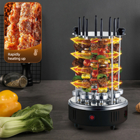 HALEY 1200W 8 brochettes en acier inoxydable, grill à kebab rotatif à 360 degrés, barbecue électrique pour usage domestique
