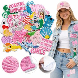Lot de patchs brodés thermocollants et à coudre sur le thème de <span class=keywords><strong>la</strong></span> côte, de <span class=keywords><strong>la</strong></span> cowgirl, de l'ancre, du homard, de <span class=keywords><strong>la</strong></span> sirène, du crabe, de <span class=keywords><strong>la</strong></span> botte, de 'Howdy' et du surf - Product Image 1