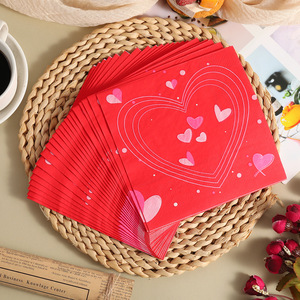 Serviettes imprimées, série cœurs colorés, décoration de restaurant occidental, mouchoirs transfrontaliers, serviettes en papier pour fête - Product Image 2