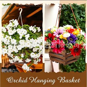 Wooden Hanging <b>Basket</b> <b>Cube</b> Flower Pot Stand For Indoor Outdoor Balcony Garden Modern Simple Style - Product Image 5
