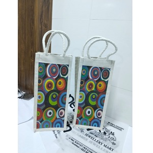 Bolsa de Yute Multicolor Premium para Botellas de Vino, Ecológica, de Lujo, Duradera, Reutilizable, con Cierre de Cordón para Compras - Product Image 1