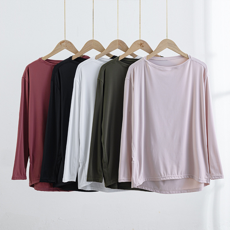 Wholesale Athletic Light Weight Women's Performance Long Sleeve T-Shirt Loose Fit Sport Activewear Yoga Tops Gym Wear