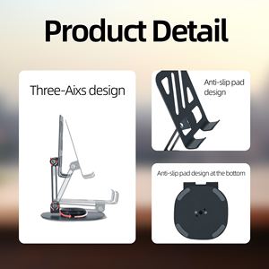Support de téléphone portable rotatif à 360 degrés, pliable et réglable en hauteur, en acier, pour la maison, le bureau et le bureau à domicile - Product Image 5