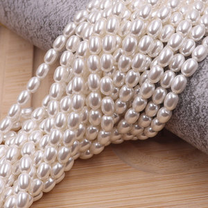 Perles <span class=keywords><strong>en</strong></span> <span class=keywords><strong>verre</strong></span> imitation perle de qualité supérieure, ovales, <span class=keywords><strong>en</strong></span> forme de baril, à fort lustre, pour la fabrication de bijoux DIY, bracelets, mariage, prix d'usine - Product Image 2