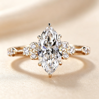 IGI-Zertifizierter CVD HPHT VVS Labor-Gezüchteter Diamant 14k 18k Massivgold-Ringe Verlobungsring Schmuck für Frauen Marquise-Schliff