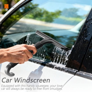 Escobilla de silicona duradera para puertas de vidrio de baño, cocina y coche, con soporte, limpiador de ventanas de una pieza, color negro - Product Image 3