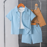 Vêtements pour enfants en gros, garçons de 4 à 7 ans, vêtements de rue, chemise à manches courtes + shorts, 2 pièces, ensembles de vêtements pour enfants, ensembles de vêtements d'été pour garçons