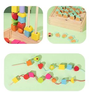 Carrot Memory Chess Matching 3 in 1 Multifunctional Montessori Wooden Color Sorting Stacking Toys - Product Image 4