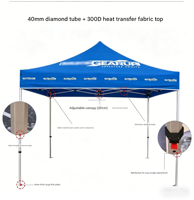 Tente pliante pop-up 3x3m robuste et imperméable pour événements publicitaires intérieurs et extérieurs, stand commercial en toile Oxford personnalisable