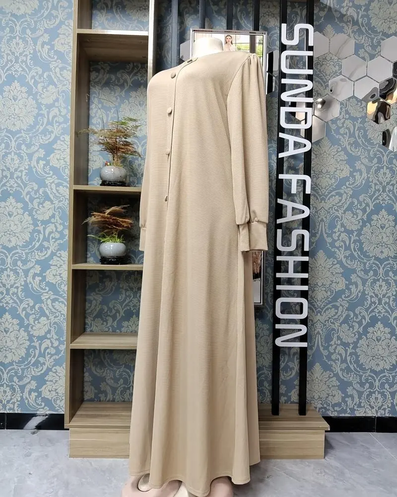 Dernières conceptions de longue abaya robe musulmane femmes polyester/coton Dubaï vêtements ethniques islamiques