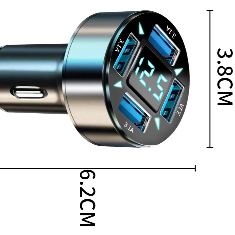 Jumon 4 puertos USB cargador de coche 66W carga rápida PD carga rápida 3,0 USB C adaptador de cargador de teléfono de coche