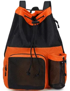 Sac à dos à cordon en polyester personnalisé avec poignée et poche pour chaussures Sac à dos de natation pour plage, yoga et gymnastique