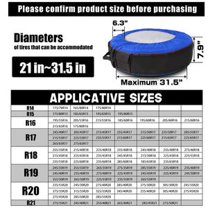 Beeland 4 סט כחול חזרונית נייד עונתי חילוף לרכב מכסה תיק צמיג אוטומטי עם ידית - Product Image 6
