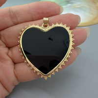 Pendentifs Cœur Grande Taille en Pierre Naturelle, Nacre, Agate et Turquoise pour la Fabrication de Bijoux DIY (Vente en Gros)