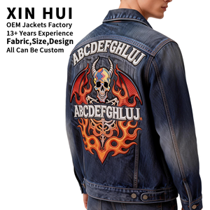 Chaqueta de Motociclista para Hombre, Invierno 2026, Logotipo Personalizado OEM, Lavado Oscuro, Bordado Frontal, Chaquetas Rock, Venta al por Mayor, Ropa Urbana de Alta Calidad - Product Image 3