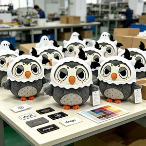 Peluche di Halloween Personalizzato, Gufo delle Nevi Paffuto da 15 Pollici con Copertura per la Testa, per Bambini di Tutte le Età - Product Image 3