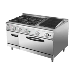 Commercial Restaurant Kitchen Catering Equipment Stainless Steel 4 burner <strong>Gas</strong> <strong>Range</strong> with Oven and <strong>Griddle</strong> - Product Image 1