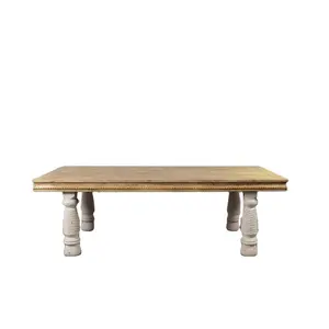 Table à manger rectangulaire en bois, décor de luxe en ferme à thème vintage, rétro, amovible, table à manger