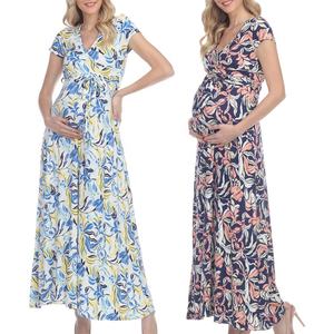 Abito Premaman <span class=keywords><strong>3</strong></span> in 1 Floreale Casual per Ufficio e Casa Personalizzabile Allattamento Maxi Avvolgente Traspirante Ecologico Linea A - Product Image 1