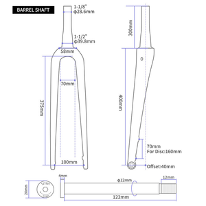 Forcella Bici da Corsa TOSEEK Tapered Thru 12x100mm 9mm 700c in Carbonio per Bici da Strada, Gravel e Ciclocross Compatibile con Freno <span class=keywords><strong>a</strong></span> Disco - Product Image 3