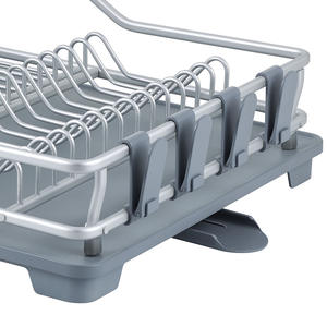 キッチン用耐久性のあるモダンな二層アルミ製食器乾燥ラック、食器やボウル用の多機能収納付き - Product Image 5